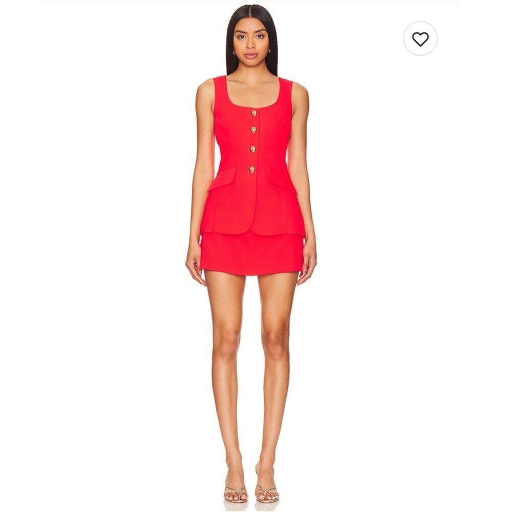 Amanda Uprichard Kya Romper in Red Crimson Gold buttons size large